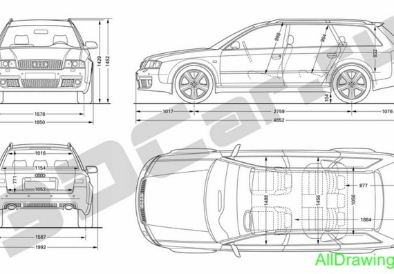 Audi RS6 Avant (2002) (Audi PC6 Avant (Universal) (2002)) - drawings (figures) of the car